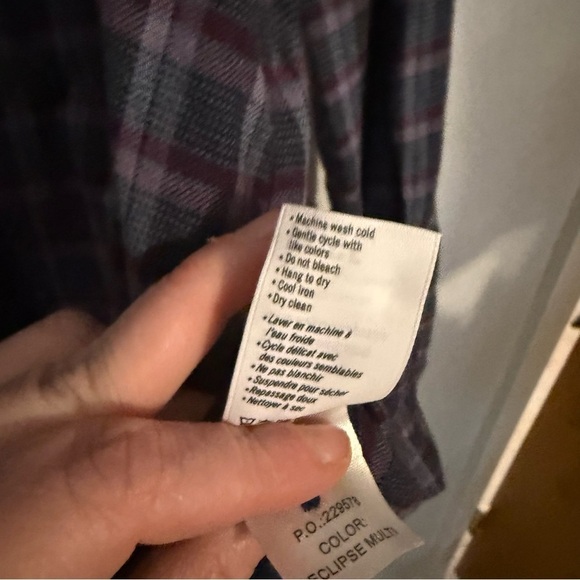 Paige Large Ruffle Blue Purple Plaid Button Down Flannel - Picture 11 of 12